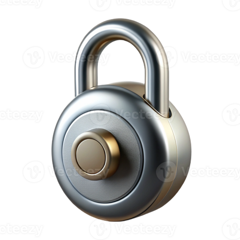vibrant classic Smart Lock Silver Metallic Finish Isolated detailed png