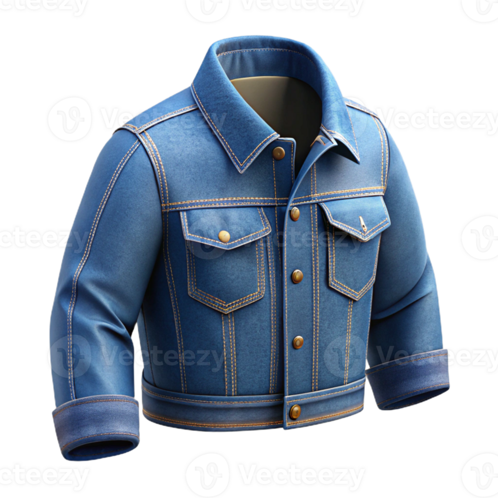 stunning contemporary Denim Jacket Collar Stitching Closeup Isolated Element authentic png