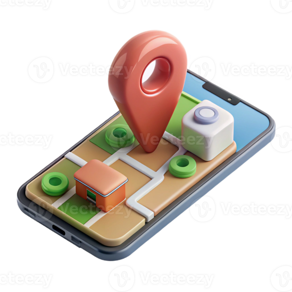 magnificent modern Smartphone City Map Navigation Isolated Transparent Background detailed png