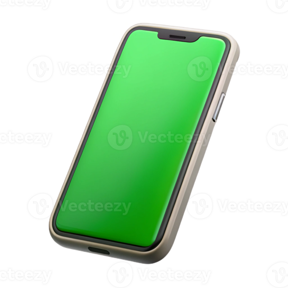 wonderful minimalist Smartphone with Green Screen Front View Isolated genuine png