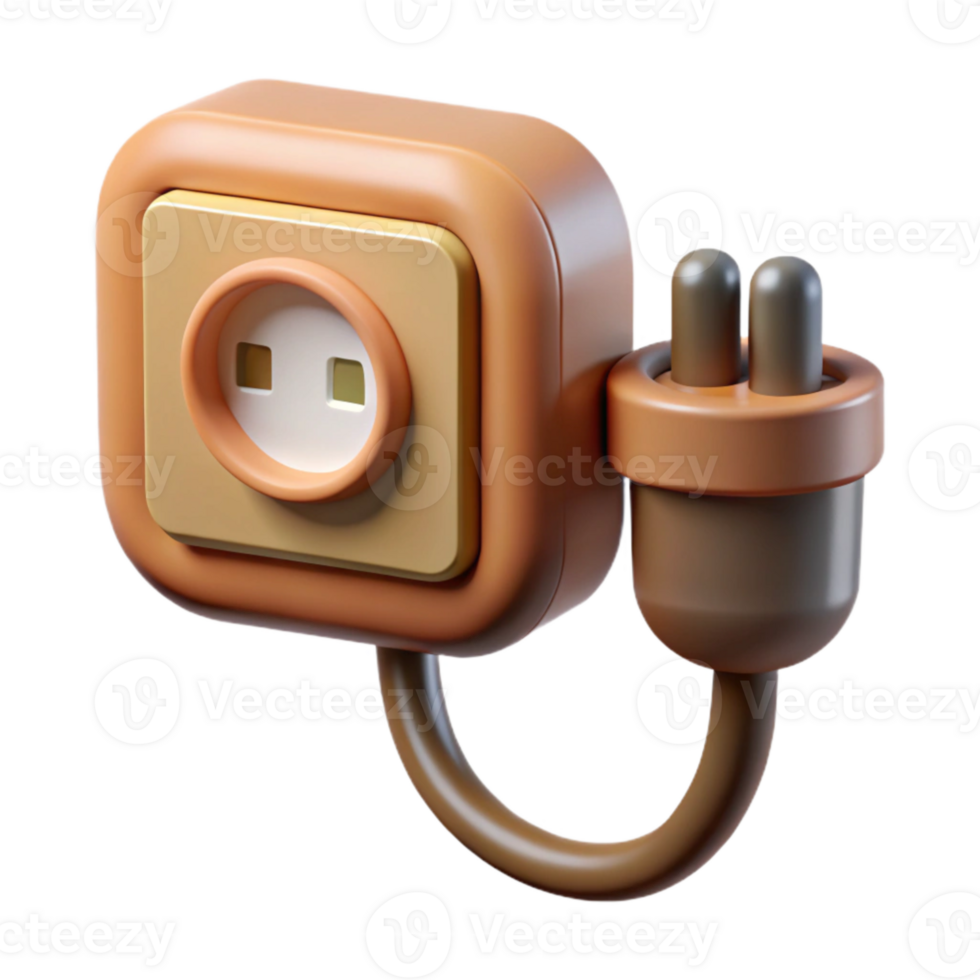 magnificent minimalist Smart Plug Connected to Cable Isolated png