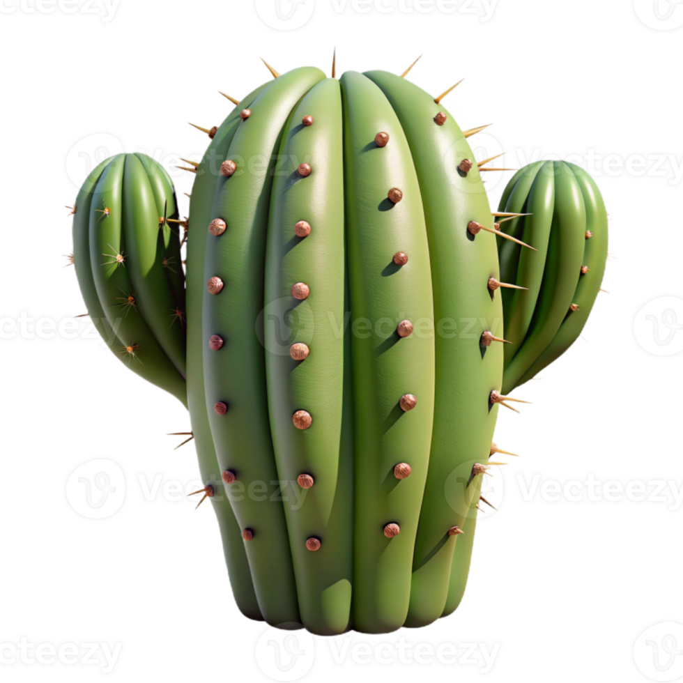 beautiful artistic Desert Cactus Front View Cutout with Spines png