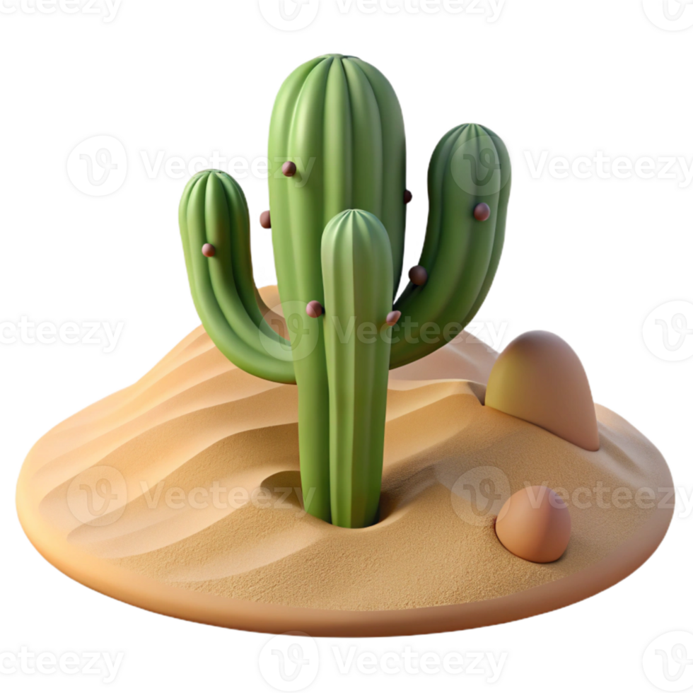 beautiful vintage Desert Cactus Cutout on Sand Dunes original png