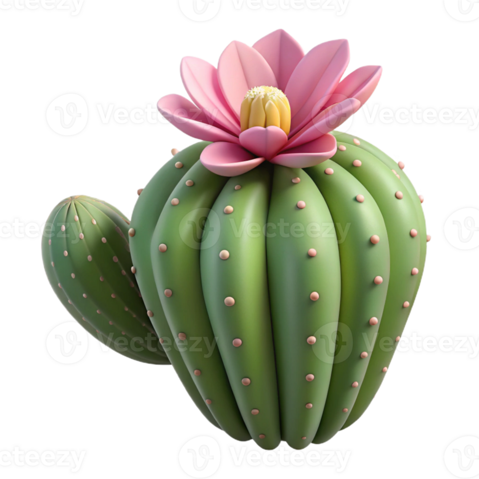 vibrant artistic Desert Cactus with Blooming Flowers Isolated Element authentic png