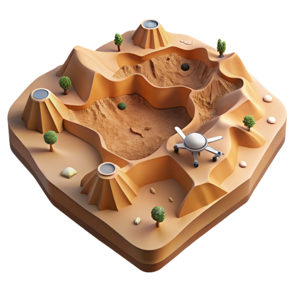 dramatic creative Desert Landscape Aerial View with Drone Cutout detailed png