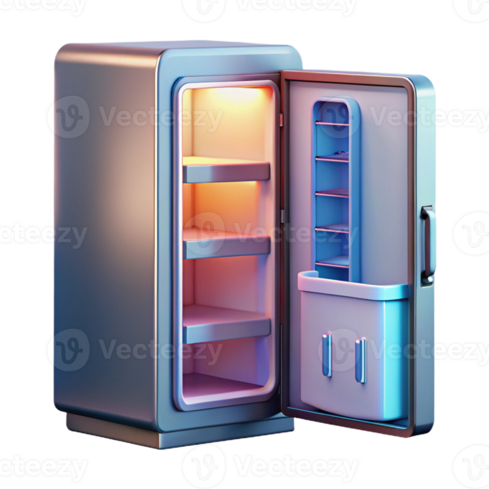 extraordinary artistic Smart Refrigerator Open Door Interior View Transparent Background premium png