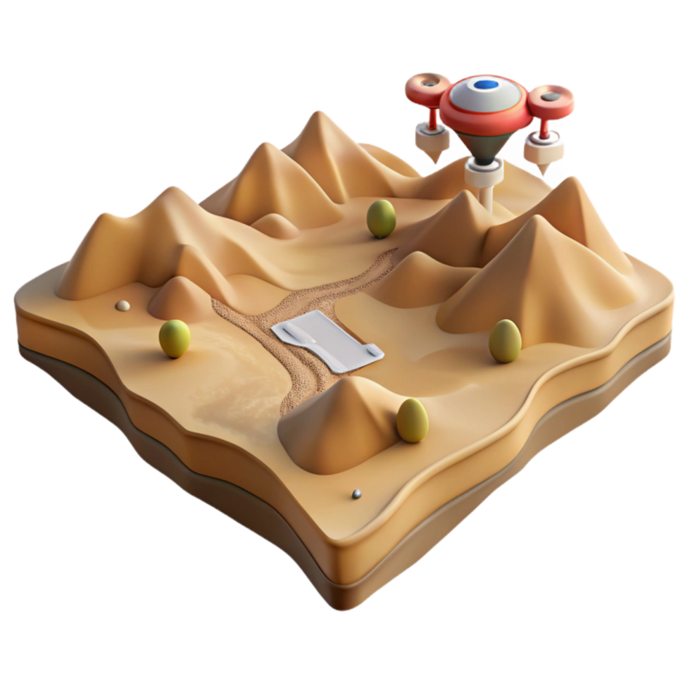 dramatic artistic Desert Landscape Aerial View with Drone Cutout professional png
