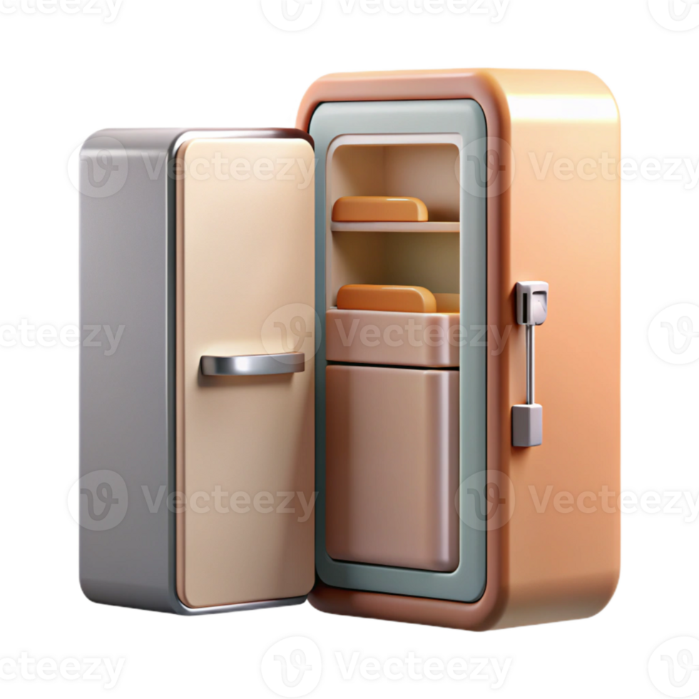 wonderful modern Smart Refrigerator with Open Door Transparent Background detailed png