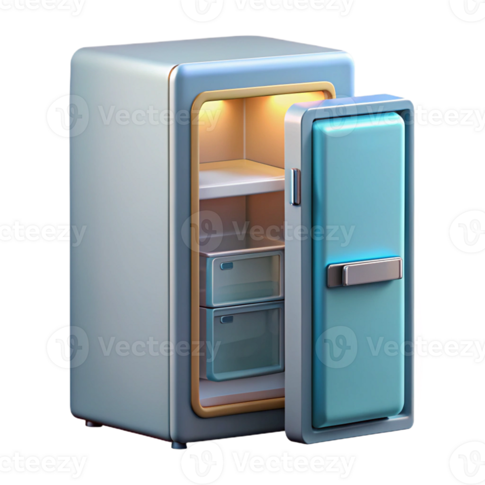 extraordinary modern Smart Refrigerator with Open Door Transparent Background high resolution png