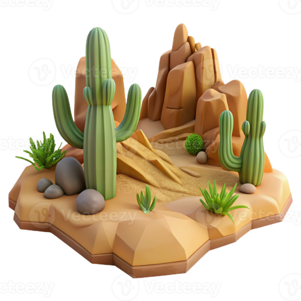 beautiful rustic Desert Landscape with Rock Formations Photography Isolated png