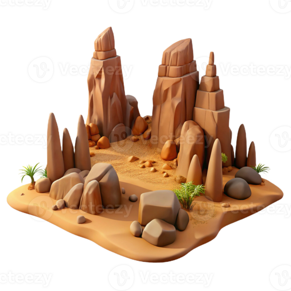 beautiful creative Desert Landscape with Rock Formations Photography Isolated high resolution png