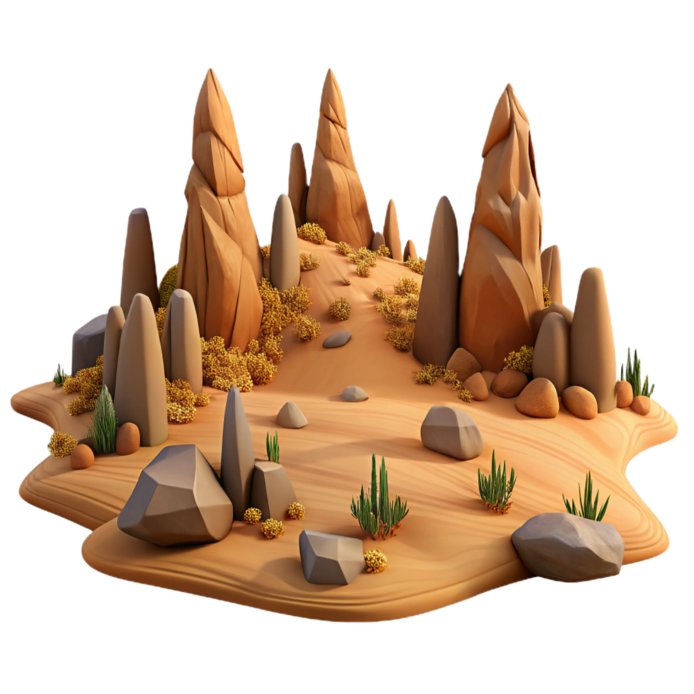 Desert Landscape with Rock Formations Photography Isolated png
