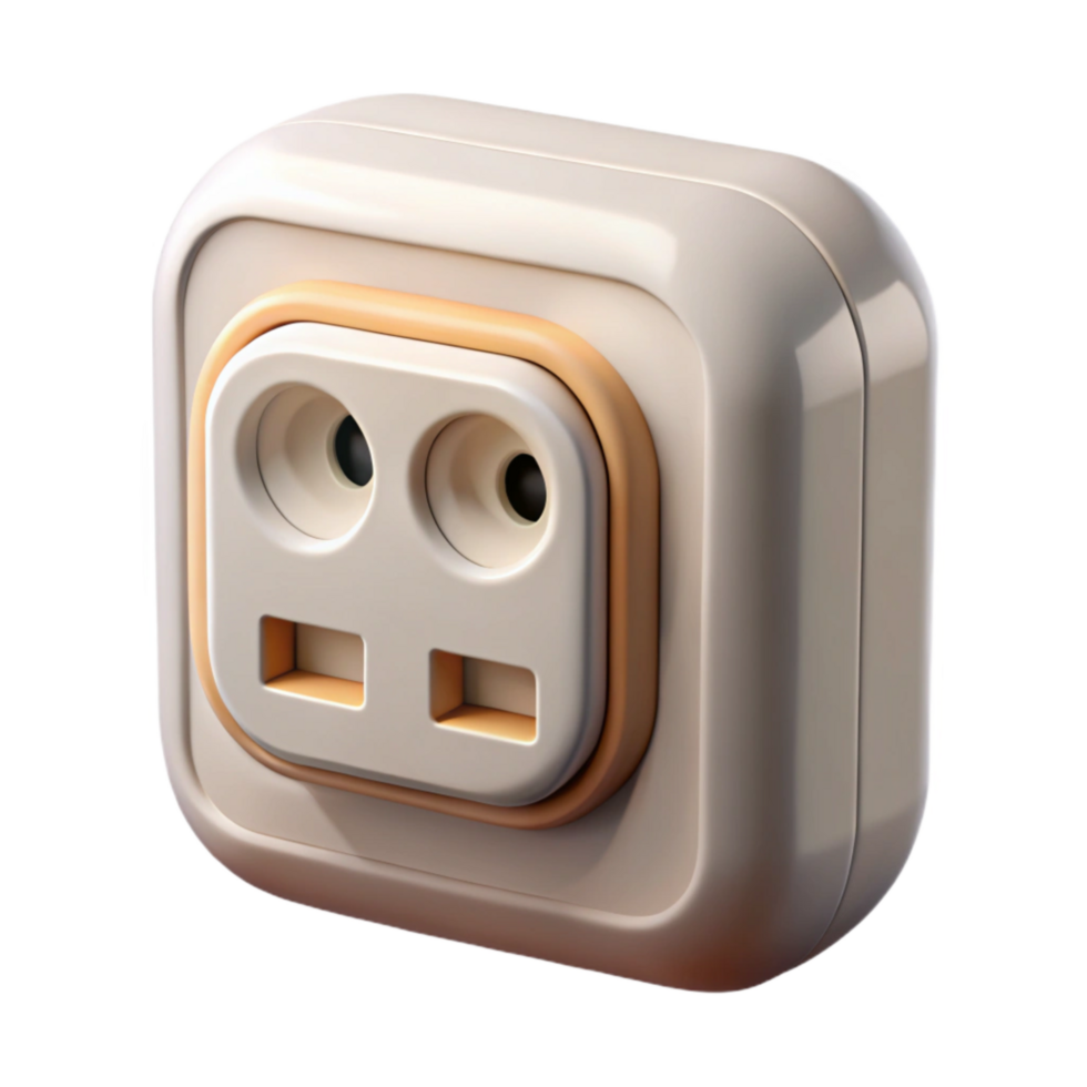 vibrant traditional Smart Socket with Usb Ports White Transparent Background detailed png