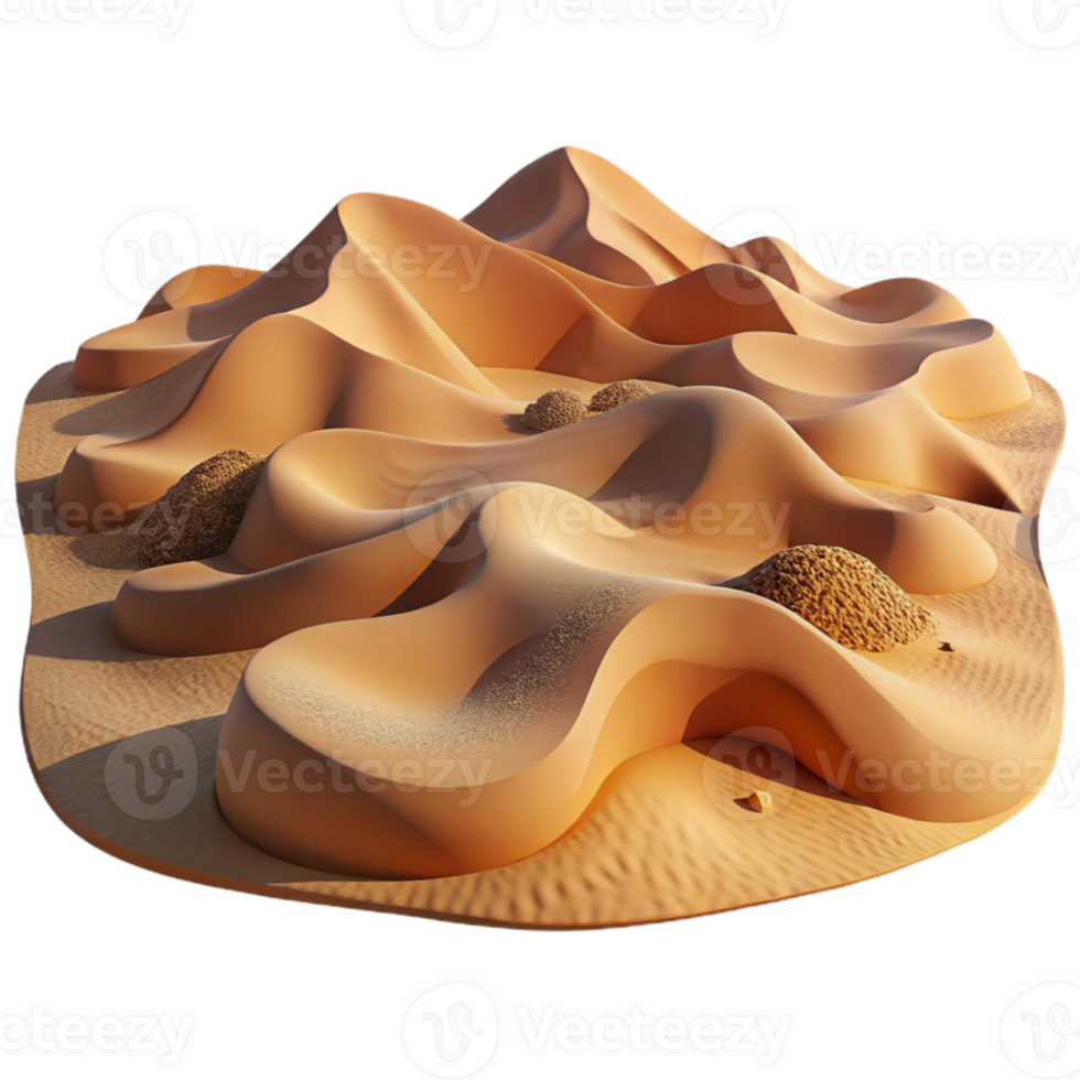 dramatic artistic Desert Landscape with Sand Dunes Photography Isolated authentic png
