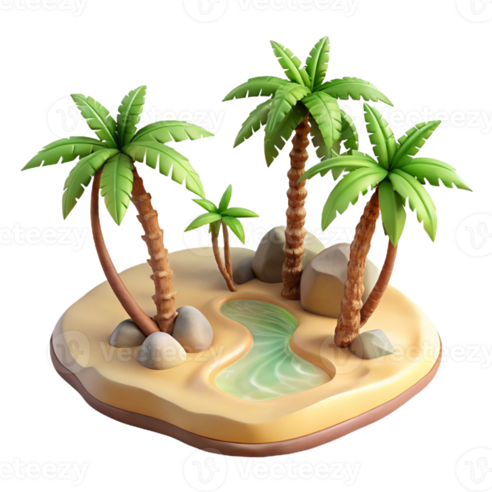 impressive abstract Desert Oasis with Palm Trees Transparent Cutout authentic png