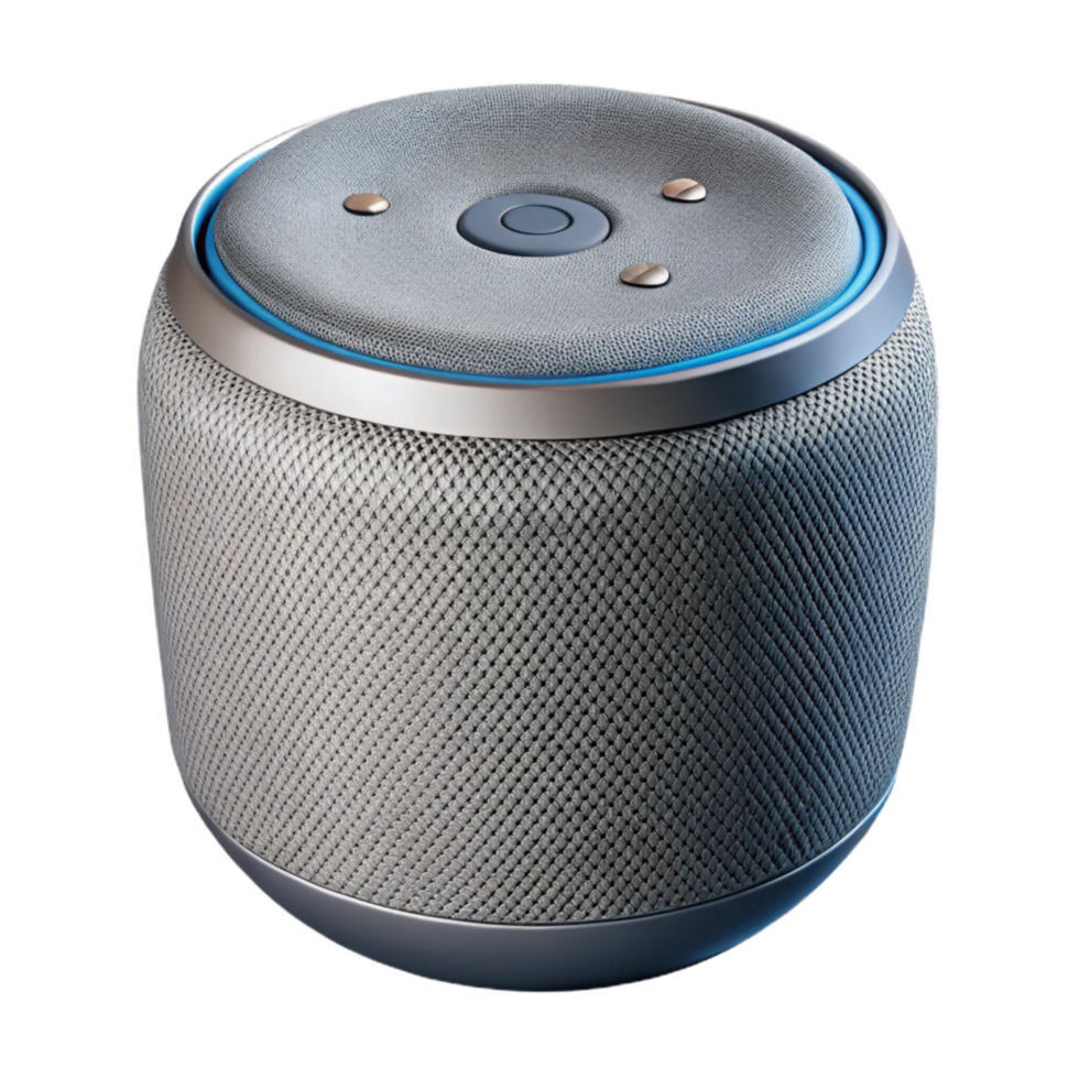 dramatic minimalist Smart Speaker with Touch Controls Transparent Background Gray Fabric high quality png