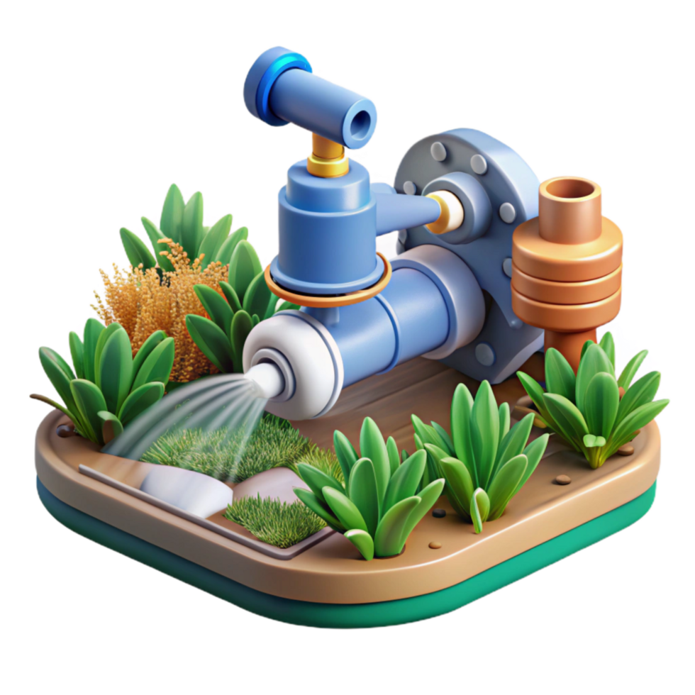 serene minimalist Smart Sprinkler System Watering Lawn Cutout exclusive png