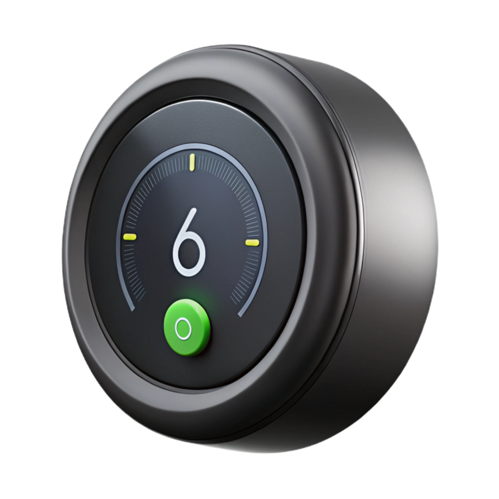 elegant modern Smart Thermostat Black Front View Isolated premium png