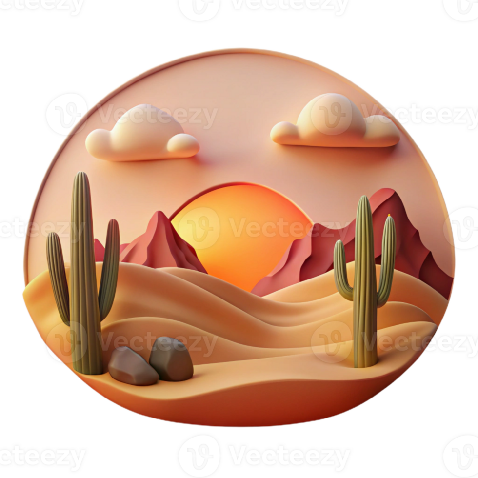 vibrant classic Desert Sunset Panorama Photography Cutout Element authentic png