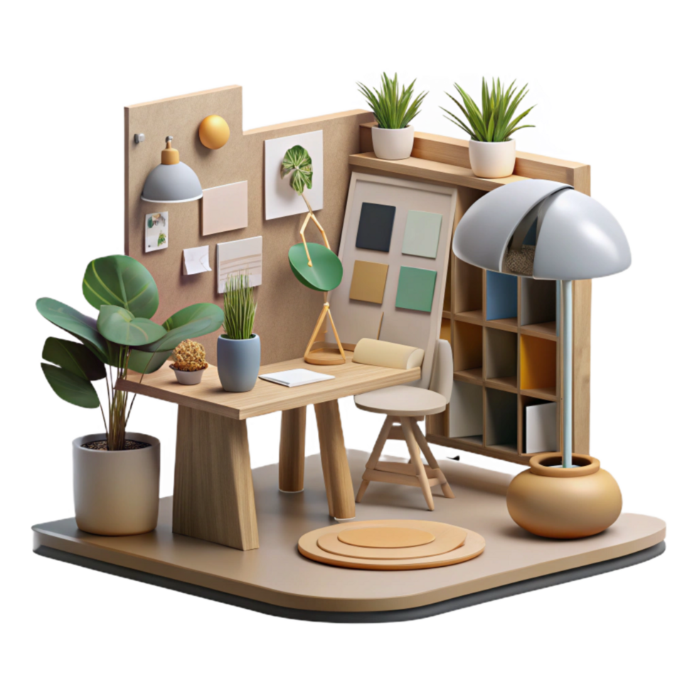Design Studio with Mood Boards Isolated png
