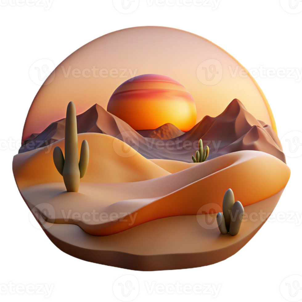magnificent traditional Desert Sunset Panorama Photography Cutout Element authentic png