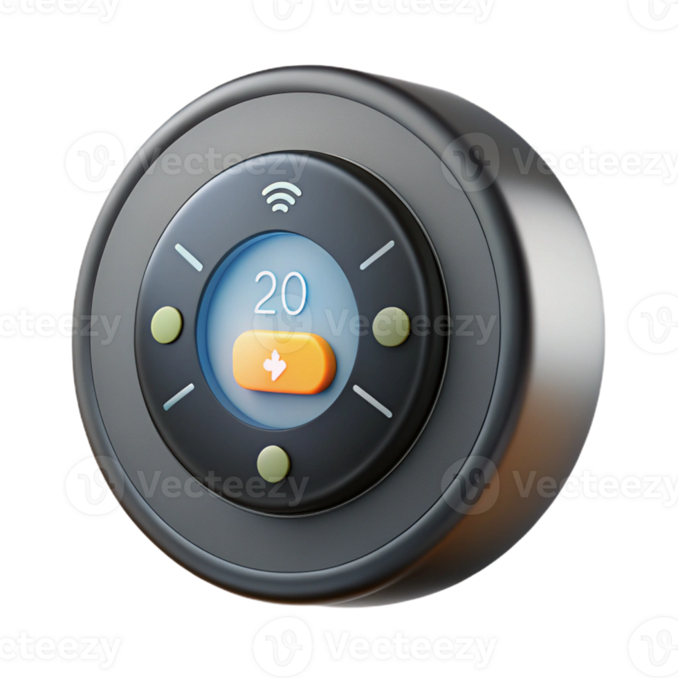 vibrant artistic Smart Thermostat Displaying Settings Cutout high quality png