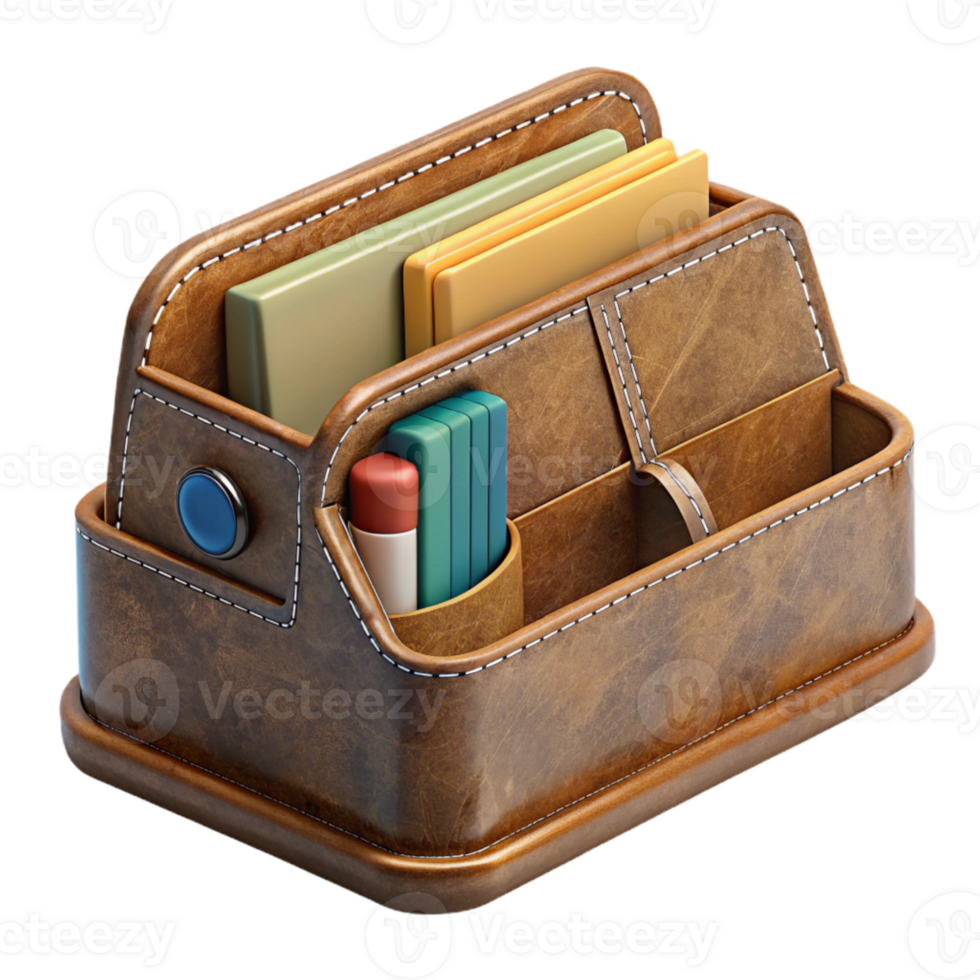 vibrant contemporary Desk Organizer Leather Detail Cutout exclusive png