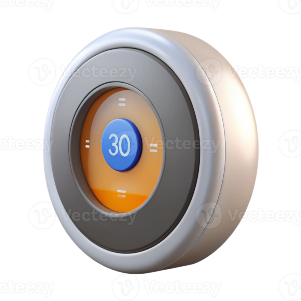 serene traditional Smart Thermostat Displaying Time Cutout premium png