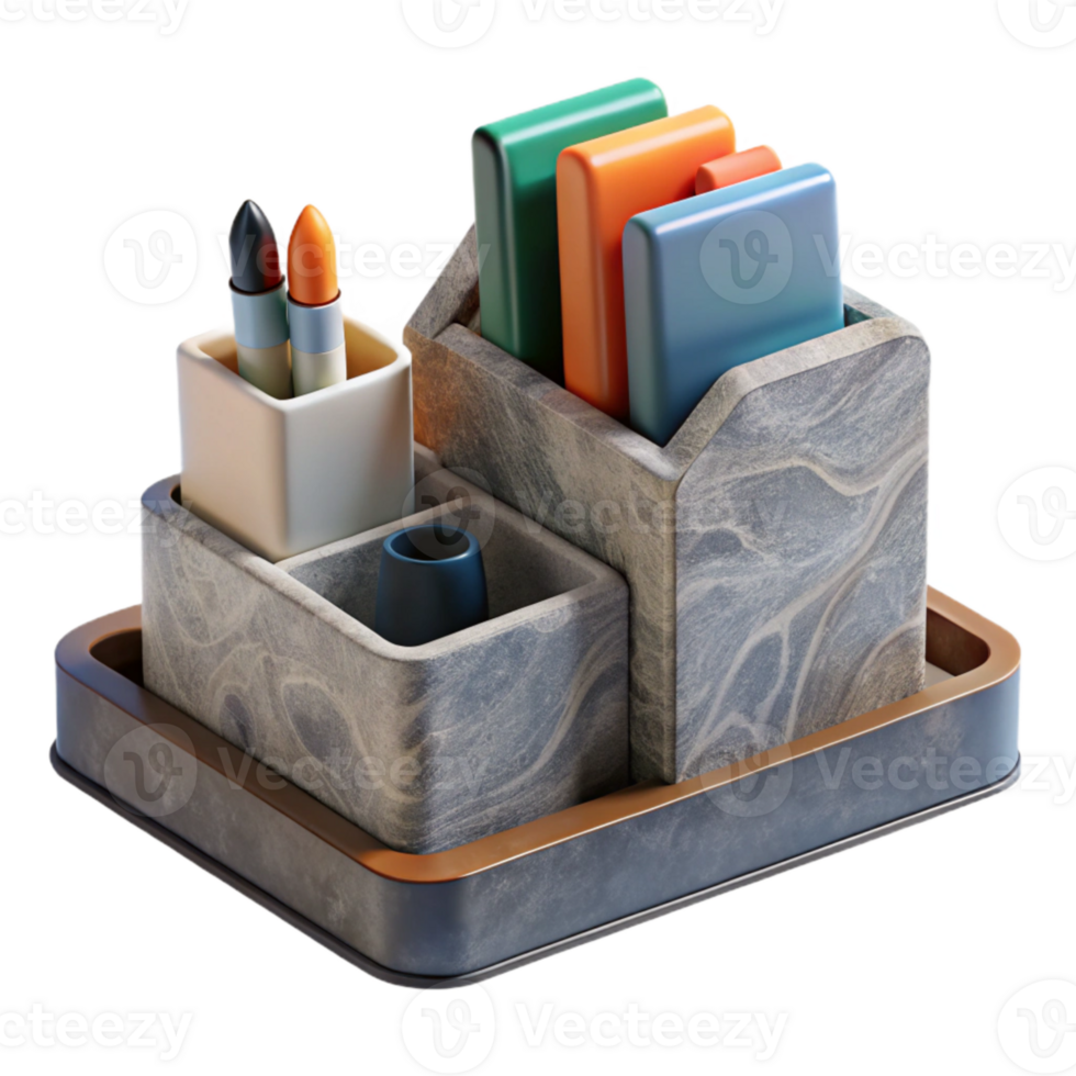 magnificent contemporary Desk Organizer with Stationery Transparent detailed png