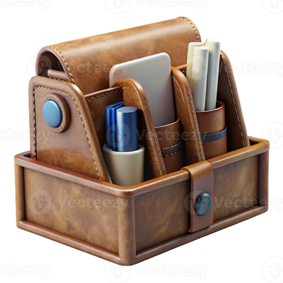 impressive creative Desk Organizer Leather Detail Cutout high resolution png