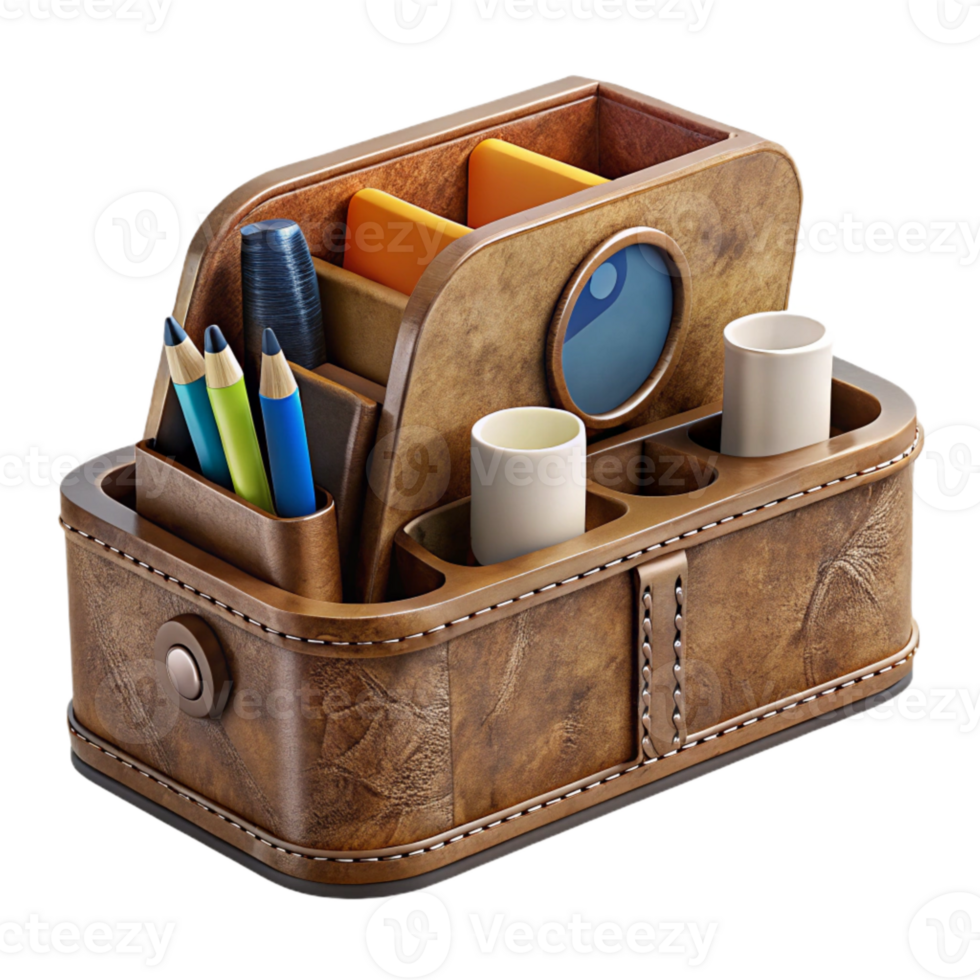 dramatic modern Desk Organizer Leather Detail Cutout detailed png