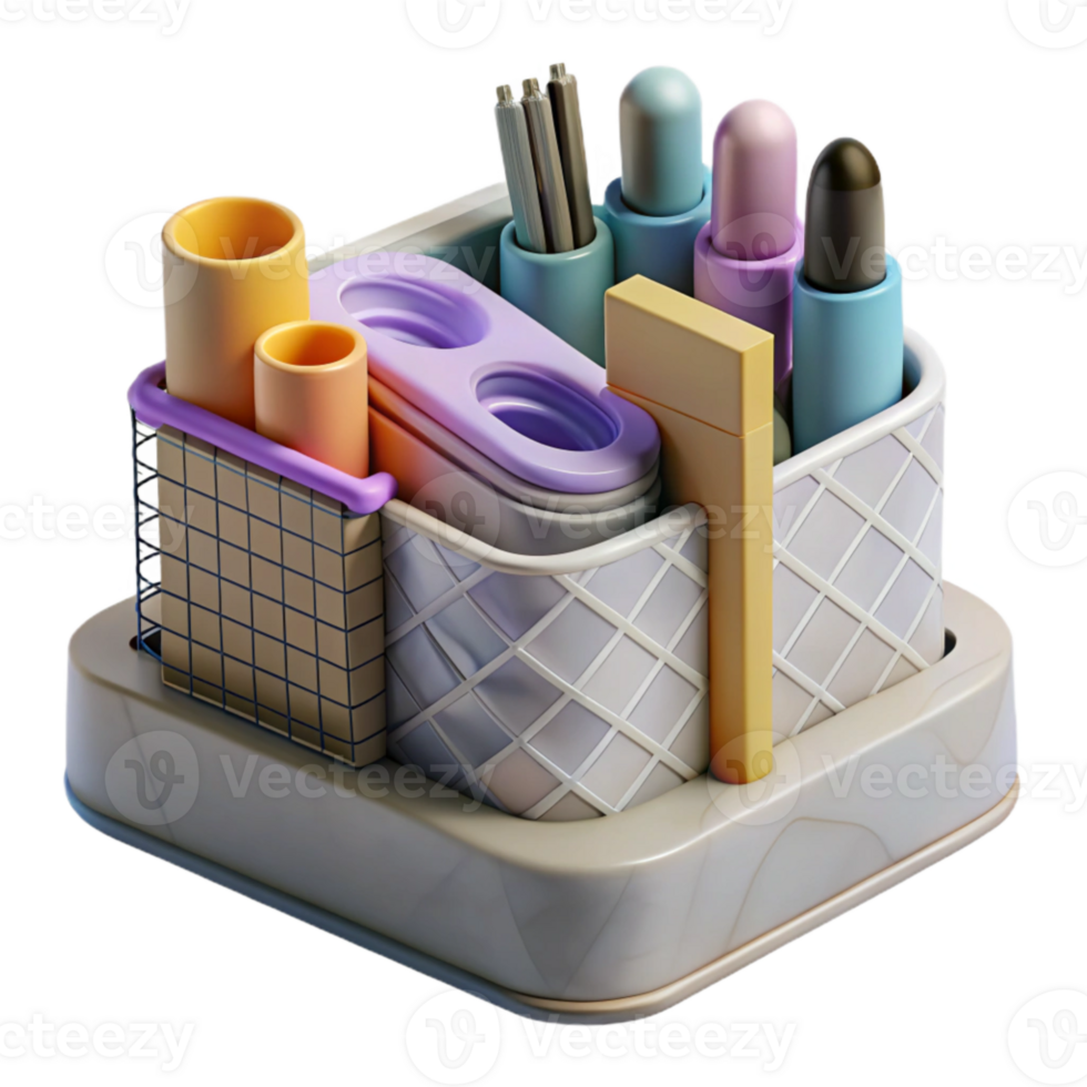 vibrant abstract Desk Organizer with Stationery Transparent authentic png