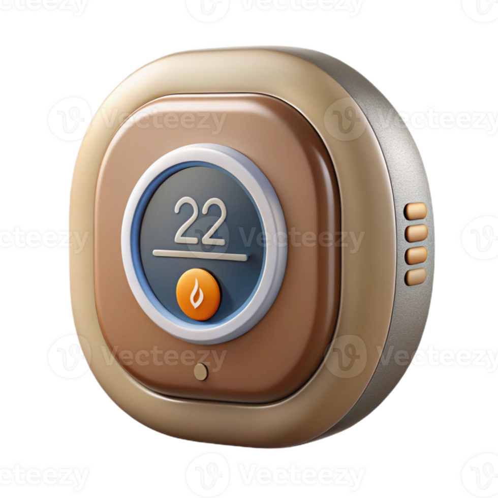beautiful minimalist Smart Thermostat with Temperature Display Isolated Cutout original png