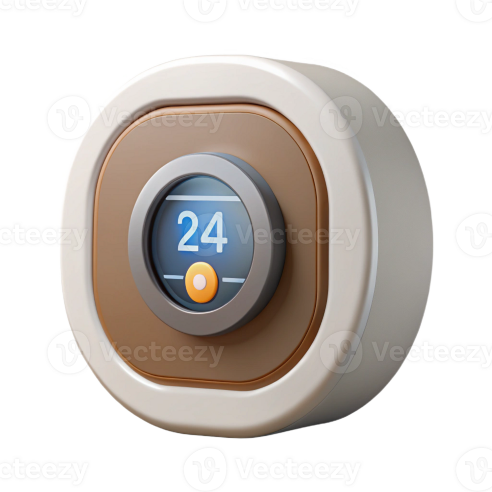 dramatic modern Smart Thermostat with White Display Isolated Element detailed png
