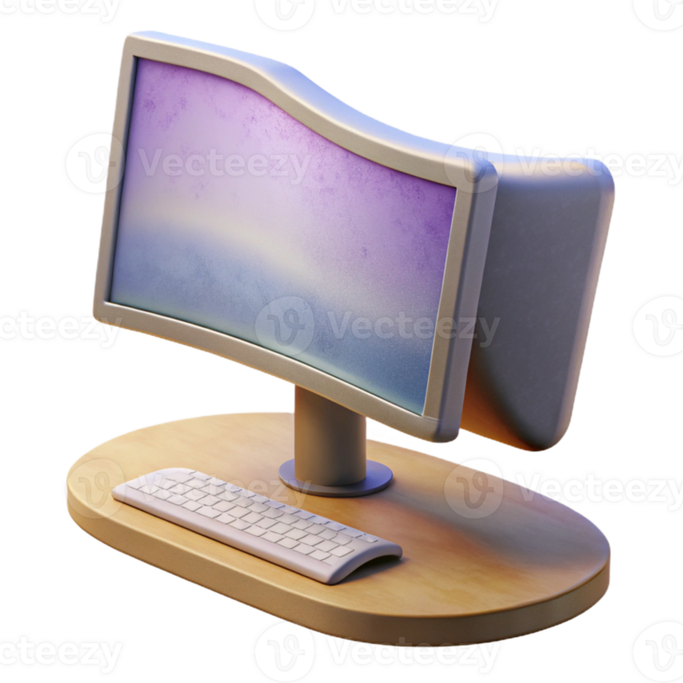 magnificent modern Desktop Computer with Curved Monitor Isolated Element exclusive png