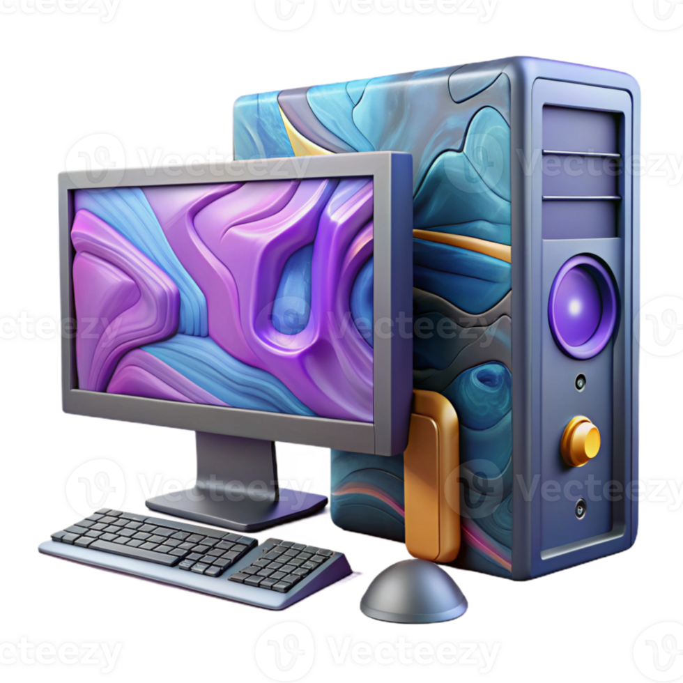 elegant vintage Desktop Computer with High-end Graphics Card Isolated Element premium png