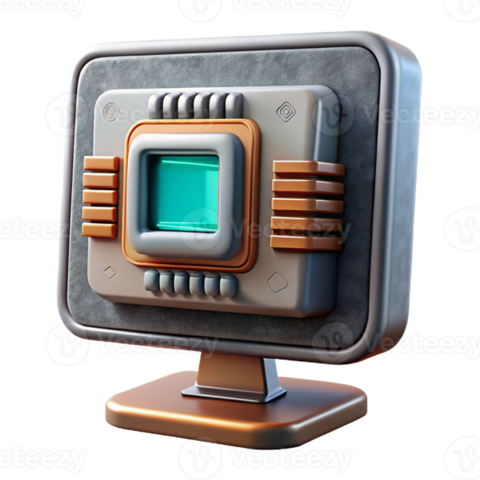 wonderful vintage Desktop Computer with Powerful Processor Isolated Element premium png