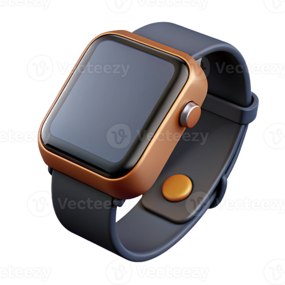 impressive rustic Smartwatch with Black Band Isolated Element professional png