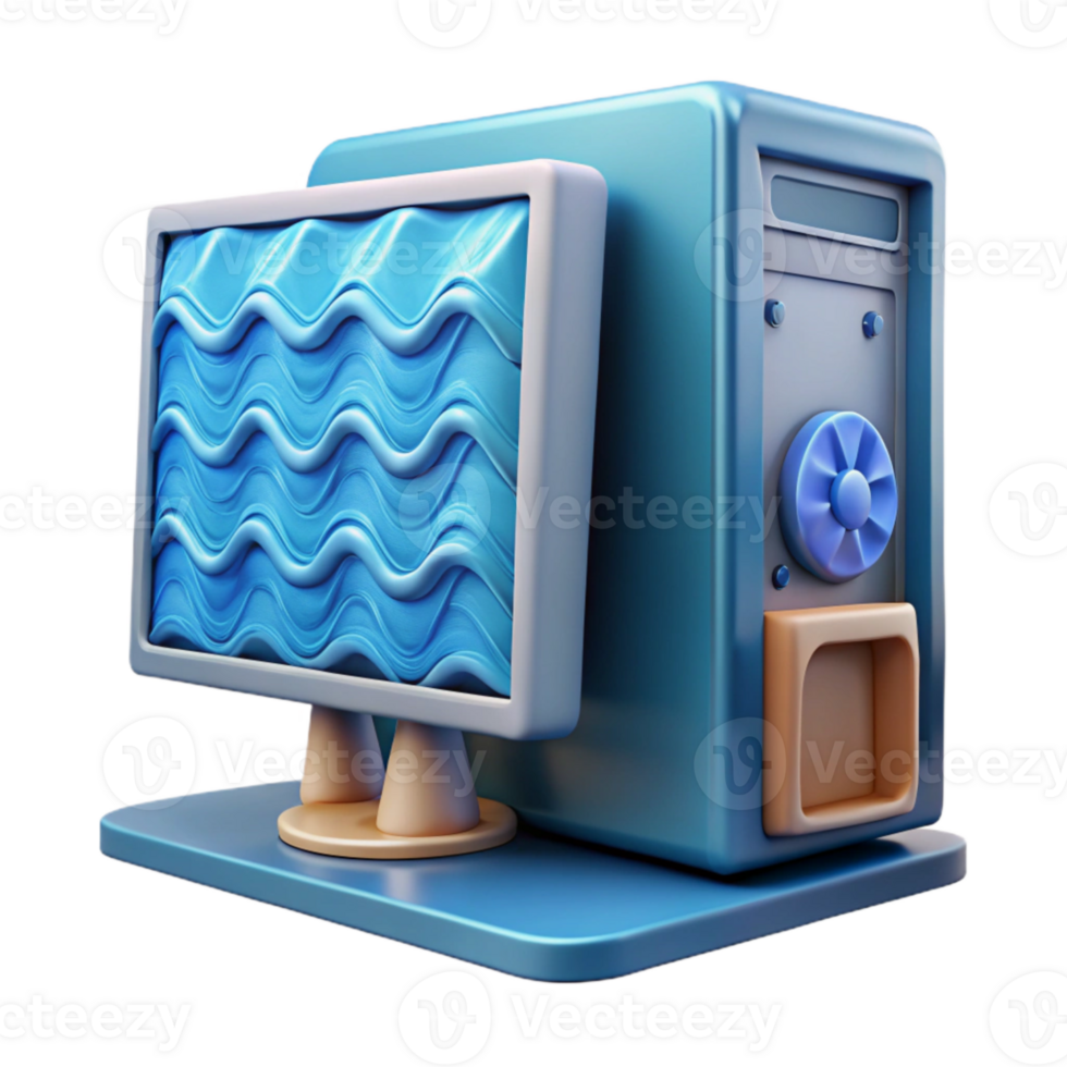 beautiful minimalist Desktop Computer with Water Cooling Isolated Element genuine png