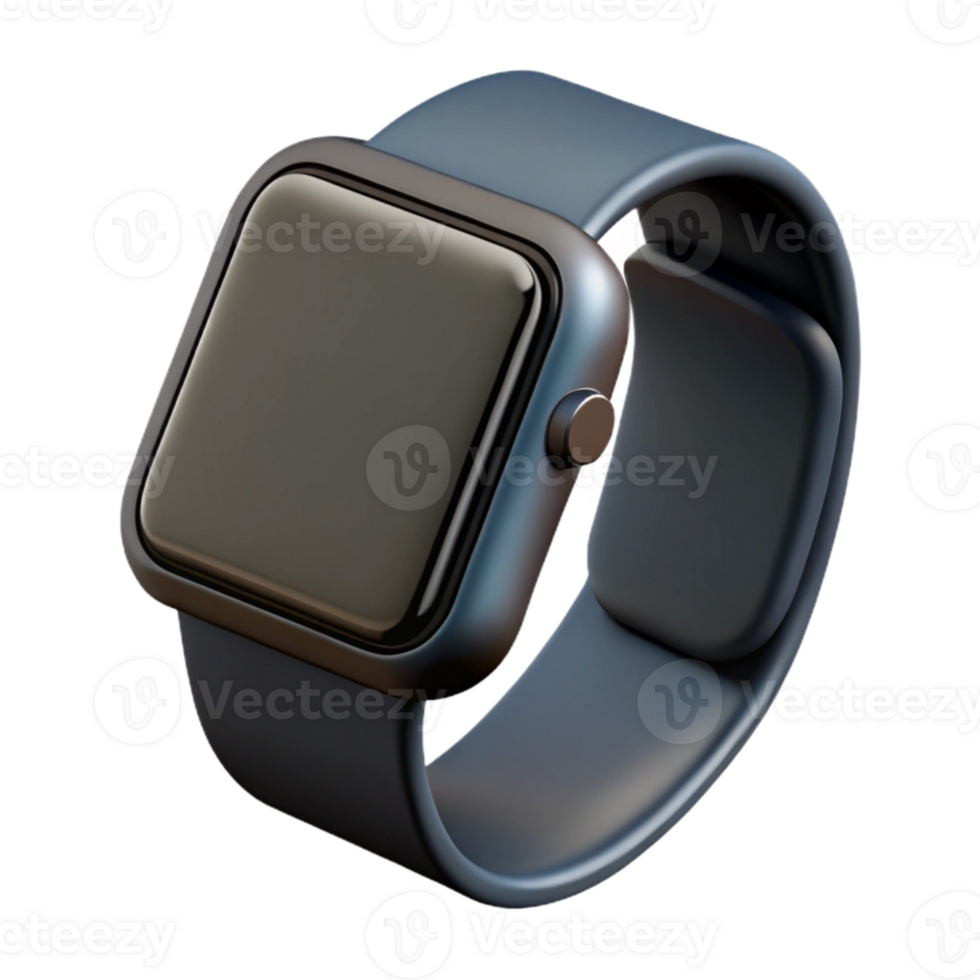 vibrant classic Smartwatch with Black Band Isolated Element authentic png