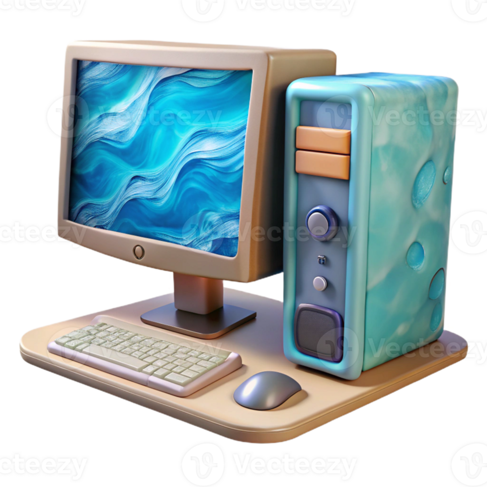 vibrant classic Desktop Computer with Water Cooling Isolated Element png