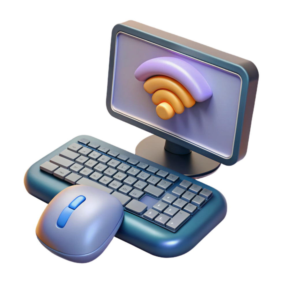 Desktop Computer with Wireless Keyboard and Mouse Isolated Element png