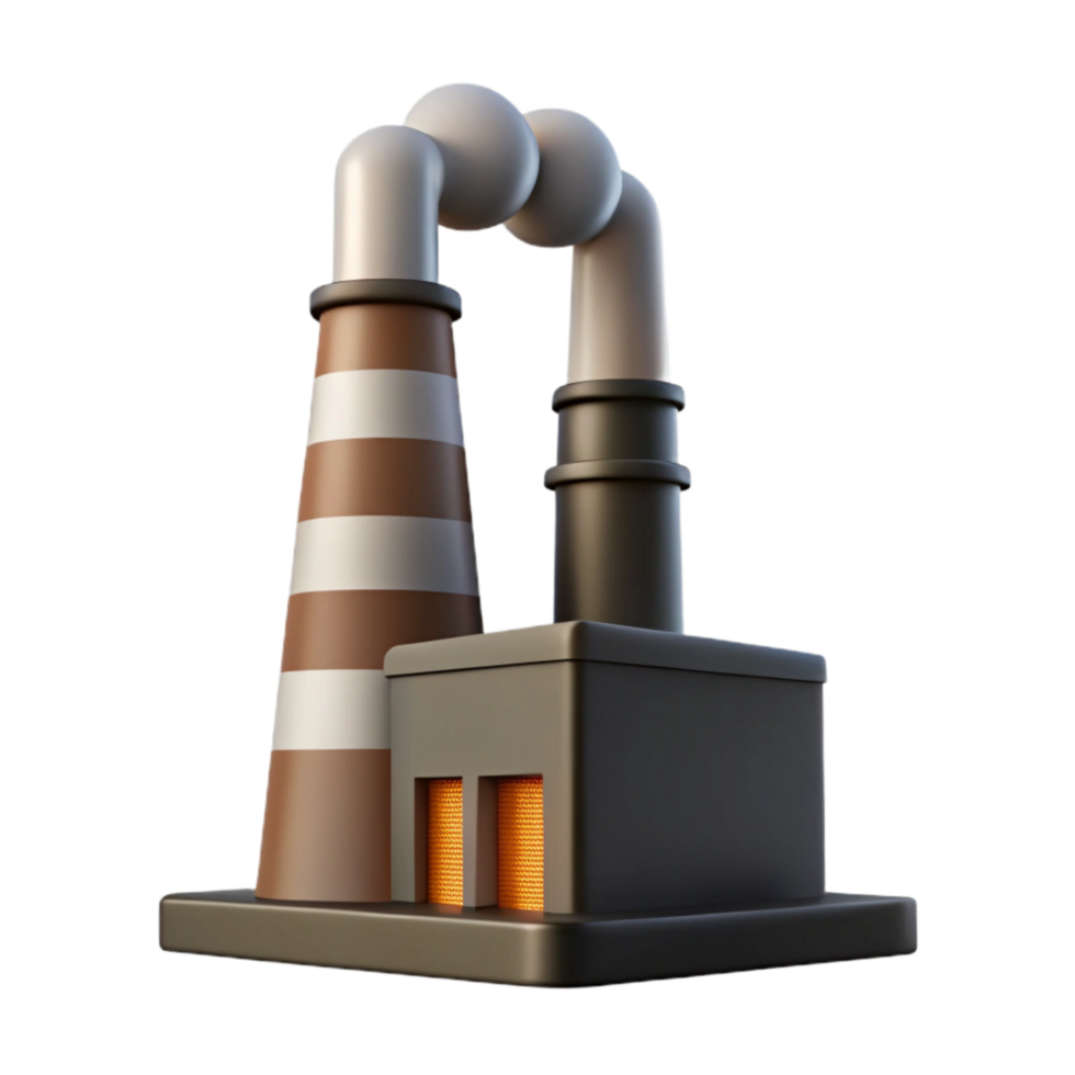 vibrant rustic Smoke Stack Factory Silhouette Transparent premium png