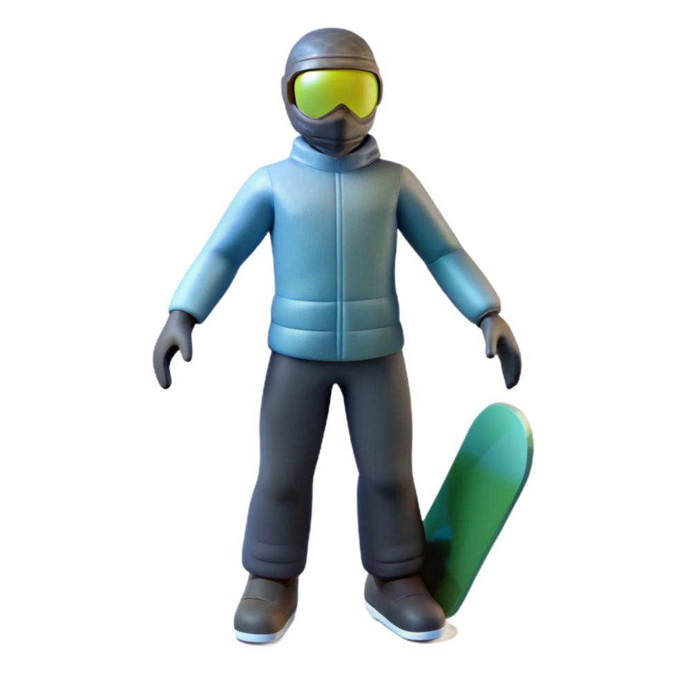 serene creative Snowboarder Silhouette Front View Transparent Background high quality png