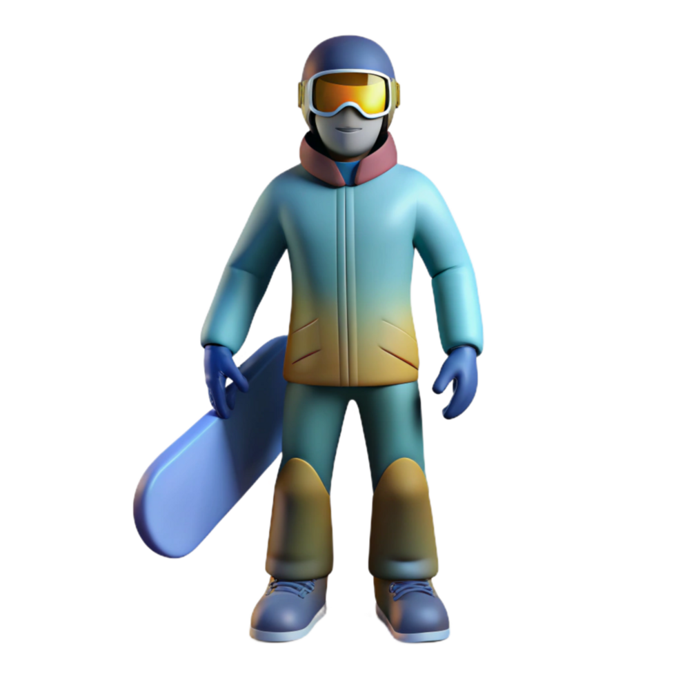impressive minimalist Snowboarder Silhouette Front View Transparent Background genuine png