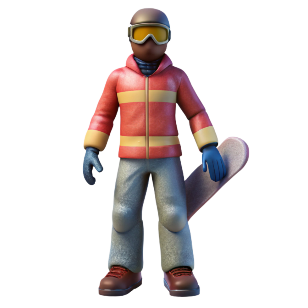 elegant contemporary Snowboarder Silhouette Front View Transparent Background exclusive png