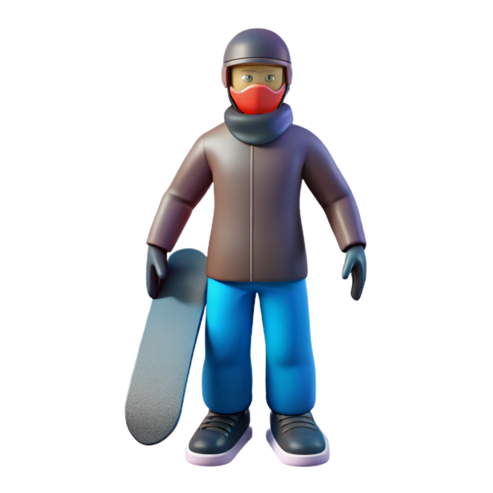 stunning abstract Snowboarder Silhouette Front View Transparent Background professional png