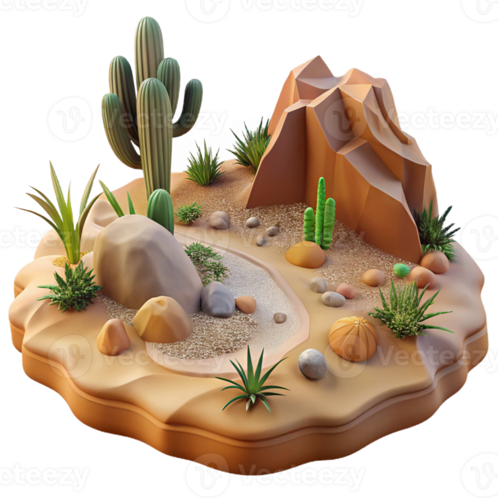 dramatic vintage Detailed Desert Ecosystem with Transparent Background detailed png