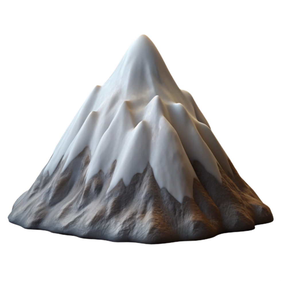 serene modern Snow Capped Mountain Peak Cutout on Transparent Background high quality png