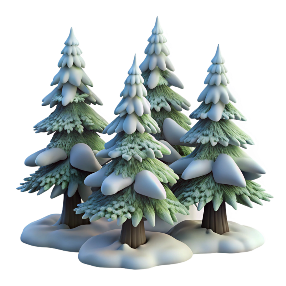 beautiful artistic Snow Covered Pine Trees Isolated exclusive png